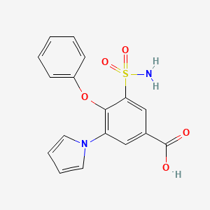 molecular formula C17H14N2O5S B3061217 4-Phenoxy-3-(1H-pyrrol-1-yl)-5-sulfamoylbenzoic acid CAS No. 67641-46-7