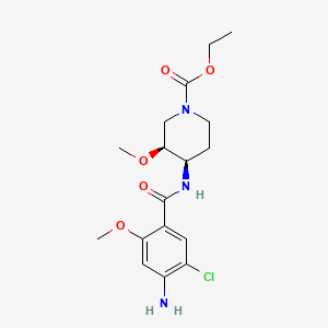 molecular formula C17H24ClN3O5 B3061281 Ethyl cis-4-((4-amino-5-chloro-2-methoxybenzoyl)amino)-3-methoxypiperidine-1-carboxylate CAS No. 83863-70-1
