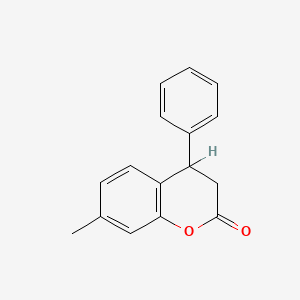 molecular formula C16H14O2 B3061298 7-Methyl-4-phenyl-2-chromanone CAS No. 88407-29-8