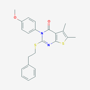 molecular formula C23H22N2O2S2 B306130 3-(4-methoxyphenyl)-5,6-dimethyl-2-[(2-phenylethyl)sulfanyl]thieno[2,3-d]pyrimidin-4(3H)-one 