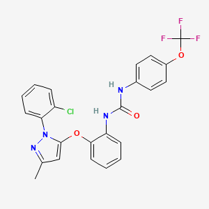 molecular formula C24H18ClF3N4O3 B3061352 Urea, N-(2-((1-(2-chlorophenyl)-3-methyl-1H-pyrazol-5-yl)oxy)phenyl)-N'-(4-(trifluoromethoxy)phenyl)- CAS No. 1009082-19-2