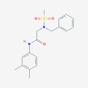 molecular formula C18H22N2O3S B306151 2-[benzyl(methylsulfonyl)amino]-N-(3,4-dimethylphenyl)acetamide 