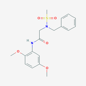 molecular formula C18H22N2O5S B306152 2-[benzyl(methylsulfonyl)amino]-N-(2,5-dimethoxyphenyl)acetamide 