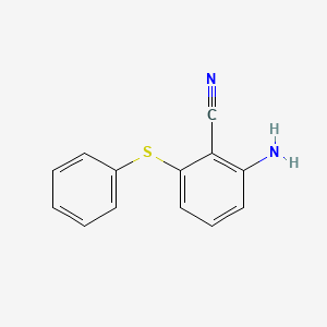 molecular formula C13H10N2S B3061535 Benzonitrile, 2-amino-6-(phenylthio)- CAS No. 123241-49-6