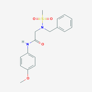 molecular formula C17H20N2O4S B306155 2-[benzyl(methylsulfonyl)amino]-N-(4-methoxyphenyl)acetamide 
