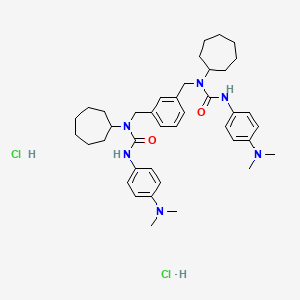 1-Cycloheptyl-1-[[3-[[cycloheptyl-[[4-(dimethylamino)phenyl]carbamoyl]amino]methyl]phenyl]methyl]-3-[4-(dimethylamino)phenyl]urea;dihydrochloride