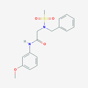 molecular formula C17H20N2O4S B306156 2-[benzyl(methylsulfonyl)amino]-N-(3-methoxyphenyl)acetamide 