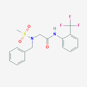 molecular formula C17H17F3N2O3S B306157 2-[benzyl(methylsulfonyl)amino]-N-[2-(trifluoromethyl)phenyl]acetamide 