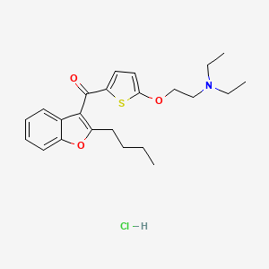 molecular formula C23H30ClNO3S B3061589 Methanone, (2-butyl-3-benzofuranyl)(5-(2-(diethylamino)ethoxy)-2-thienyl)-, hydrochloride CAS No. 128995-51-7