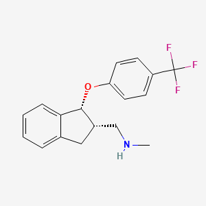 molecular formula C18H18F3NO B3061598 1H-Indene-2-methanamine, 2,3-dihydro-N-methyl-1-(4-(trifluoromethyl)phenoxy)-, (1R-cis)- CAS No. 130182-74-0
