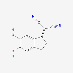 molecular formula C12H8N2O2 B3061635 Propanedinitrile, (2,3-dihydro-5,6-dihydroxy-1H-inden-1-ylidene)- CAS No. 133550-11-5