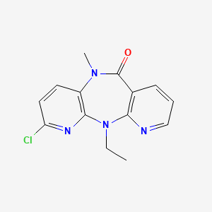 molecular formula C14H13ClN4O B3061643 2-Chloro-N11-ethyl-N5-methyl-5,11-dihydro-6H-dipyrido(3,2-b:2',3'-e)(1,4)diazepin-6-one CAS No. 133627-12-0