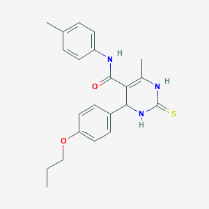 4-methyl-N-(4-methylphenyl)-6-(4-propoxyphenyl)-2-sulfanyl-1,6-dihydropyrimidine-5-carboxamide