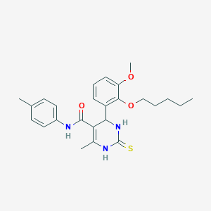 molecular formula C25H31N3O3S B306170 6-[3-methoxy-2-(pentyloxy)phenyl]-4-methyl-N-(4-methylphenyl)-2-sulfanyl-1,6-dihydropyrimidine-5-carboxamide 
