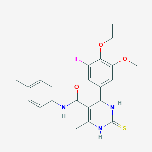 molecular formula C22H24IN3O3S B306171 6-(4-ethoxy-3-iodo-5-methoxyphenyl)-4-methyl-N-(4-methylphenyl)-2-sulfanyl-1,6-dihydropyrimidine-5-carboxamide 