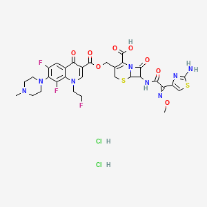 (6R,7R)-7-[[(2Z)-2-(2-Amino-1,3-thiazol-4-yl)-2-methoxyiminoacetyl]amino]-3-[[6,8-difluoro-1-(2-fluoroethyl)-7-(4-methylpiperazin-1-yl)-4-oxoquinoline-3-carbonyl]oxymethyl]-8-oxo-5-thia-1-azabicyclo[4.2.0]oct-2-ene-2-carboxylic acid,dihydrochloride
