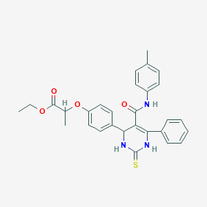 molecular formula C29H29N3O4S B306172 Ethyl 2-(4-{5-[(4-methylphenyl)carbamoyl]-6-phenyl-2-sulfanyl-3,4-dihydropyrimidin-4-yl}phenoxy)propanoate 