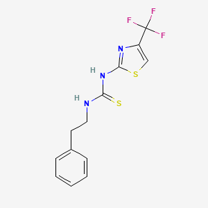 molecular formula C13H12F3N3S2 B3061790 Thiourea, N-(2-phenylethyl)-N'-(4-(trifluoromethyl)-2-thiazolyl)- CAS No. 149485-07-4