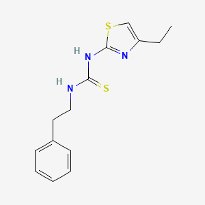 molecular formula C14H17N3S2 B3061807 Thiourea, N-(4-ethyl-2-thiazolyl)-N'-(2-phenylethyl)- CAS No. 149485-47-2