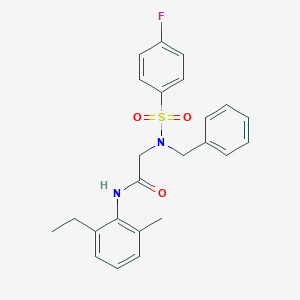 molecular formula C24H25FN2O3S B306189 2-{benzyl[(4-fluorophenyl)sulfonyl]amino}-N-(2-ethyl-6-methylphenyl)acetamide 