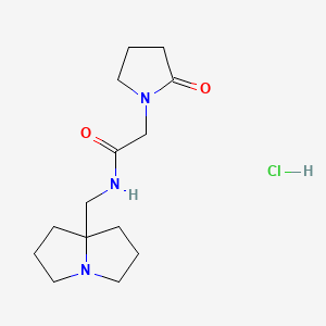 molecular formula C14H24ClN3O2 B3061916 N-(1,2,3,5,6,7-hexahydropyrrolizin-8-ylmethyl)-2-(2-oxopyrrolidin-1-yl)acetamide;hydrochloride CAS No. 152221-12-0