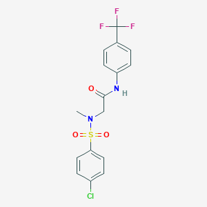 molecular formula C16H14ClF3N2O3S B306193 2-[[(4-chlorophenyl)sulfonyl](methyl)amino]-N-[4-(trifluoromethyl)phenyl]acetamide 