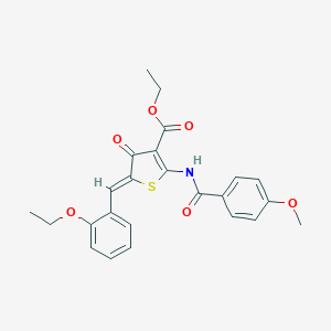 molecular formula C24H23NO6S B306195 ethyl (5Z)-5-[(2-ethoxyphenyl)methylidene]-2-[(4-methoxybenzoyl)amino]-4-oxothiophene-3-carboxylate 