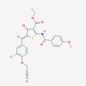 ethyl (5Z)-5-[(3-chloro-4-prop-2-ynoxyphenyl)methylidene]-2-[(4-methoxybenzoyl)amino]-4-oxothiophene-3-carboxylate