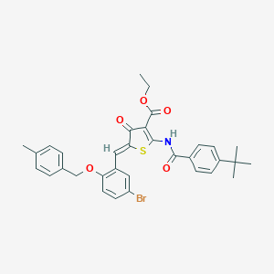ethyl (5Z)-5-[[5-bromo-2-[(4-methylphenyl)methoxy]phenyl]methylidene]-2-[(4-tert-butylbenzoyl)amino]-4-oxothiophene-3-carboxylate