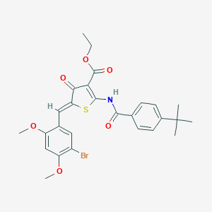 molecular formula C27H28BrNO6S B306201 ethyl (5Z)-5-[(5-bromo-2,4-dimethoxyphenyl)methylidene]-2-[(4-tert-butylbenzoyl)amino]-4-oxothiophene-3-carboxylate 