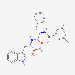 molecular formula C30H31N3O4 B3062034 (S)-2-{(R)-2-[(3,5-Dimethyl-benzoyl)-methyl-amino]-3-phenyl-propionylamino}-3-(1H-indol-3-yl)-propionic acid CAS No. 169544-71-2