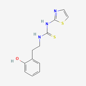 molecular formula C12H13N3OS2 B3062063 Thiourea, N-(2-(2-hydroxyphenyl)ethyl)-N'-2-thiazolyl- CAS No. 172505-79-2