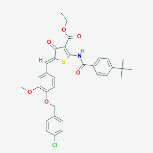 molecular formula C33H32ClNO6S B306207 ethyl (5Z)-2-[(4-tert-butylbenzoyl)amino]-5-[[4-[(4-chlorophenyl)methoxy]-3-methoxyphenyl]methylidene]-4-oxothiophene-3-carboxylate 