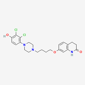 molecular formula C23H27Cl2N3O3 B3062094 7-(4-(4-(2,3-Dichloro-4-hydroxy-phenyl)piperazin-1-yl)butoxy)-3,4-dihydro-1H-quinolin-2-one CAS No. 173456-49-0