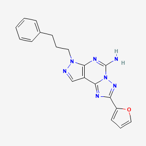 molecular formula C19H17N7O B3062102 2-(2-Furanyl)-7-(3-phenylpropyl)-7H-pyrazolo[4,3-e][1,2,4]triazolo[1,5-c]pyrimidin-5-amine CAS No. 174648-45-4