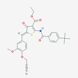 molecular formula C29H29NO6S B306212 ethyl (5Z)-2-[(4-tert-butylbenzoyl)amino]-5-[(3-methoxy-4-prop-2-ynoxyphenyl)methylidene]-4-oxothiophene-3-carboxylate 