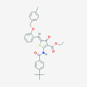 molecular formula C33H33NO5S B306213 ethyl (5Z)-2-[(4-tert-butylbenzoyl)amino]-5-[[2-[(4-methylphenyl)methoxy]phenyl]methylidene]-4-oxothiophene-3-carboxylate 