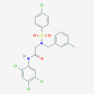 molecular formula C22H18Cl4N2O3S B306217 2-[[(4-chlorophenyl)sulfonyl](3-methylbenzyl)amino]-N-(2,4,5-trichlorophenyl)acetamide 