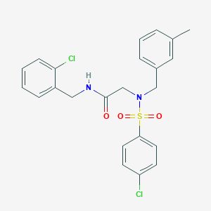molecular formula C23H22Cl2N2O3S B306218 N-(2-chlorobenzyl)-2-[[(4-chlorophenyl)sulfonyl](3-methylbenzyl)amino]acetamide 