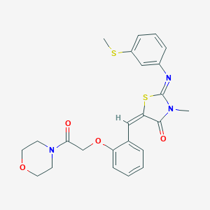 molecular formula C24H25N3O4S2 B306220 3-Methyl-2-{[3-(methylsulfanyl)phenyl]imino}-5-{2-[2-(4-morpholinyl)-2-oxoethoxy]benzylidene}-1,3-thiazolidin-4-one 