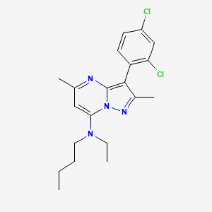 molecular formula C20H24Cl2N4 B3062239 Pyrazolo(1,5-a)pyrimidin-7-amine, N-butyl-3-(2,4-dichlorophenyl)-N-ethyl-2,5-dimethyl- CAS No. 202579-59-7