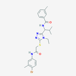 molecular formula C25H30BrN5O2S B306229 N-{1-[5-({2-[(4-bromo-3-methylphenyl)amino]-2-oxoethyl}sulfanyl)-4-ethyl-4H-1,2,4-triazol-3-yl]-2-methylpropyl}-3-methylbenzamide 