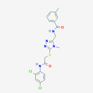 molecular formula C20H19Cl2N5O2S B306235 N-{[5-({2-[(2,4-dichlorophenyl)amino]-2-oxoethyl}sulfanyl)-4-methyl-4H-1,2,4-triazol-3-yl]methyl}-3-methylbenzamide 