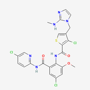 molecular formula C23H19Cl3N6O3S B3062353 3-Chloro-4-(2-Methylamino-Imidazol-1-Ylmethyl)-Thiophene-2-Carboxylic Acid [4-Chloro-2-(5-Chloro-Pyridin-2-Ylcarbamoyl)-6-Methoxy-Phenyl]-Amide CAS No. 229336-92-9