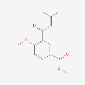 molecular formula C14H16O4 B3062387 Benzoic acid, 4-methoxy-3-(3-methyl-1-oxo-2-butenyl)-, methyl ester CAS No. 246247-82-5