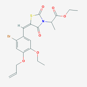 molecular formula C20H22BrNO6S B306241 Ethyl 2-{5-[4-(allyloxy)-2-bromo-5-ethoxybenzylidene]-2,4-dioxo-1,3-thiazolidin-3-yl}propanoate 