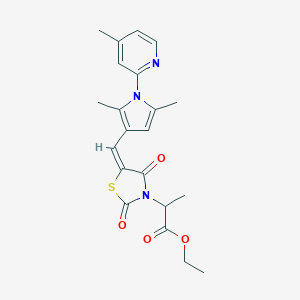 molecular formula C21H23N3O4S B306244 ethyl 2-(5-{[2,5-dimethyl-1-(4-methyl-2-pyridinyl)-1H-pyrrol-3-yl]methylene}-2,4-dioxo-1,3-thiazolidin-3-yl)propanoate 