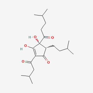 molecular formula C21H34O5 B3062444 2-Cyclopenten-1-one, 3,4-dihydroxy-5-(3-methylbutyl)-2-(3-methyl-1-oxobutyl)-4-(4-methyl-1-oxopentyl)-, (4R,5S)-rel- CAS No. 26054-19-3