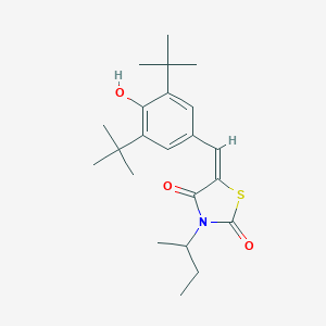 molecular formula C22H31NO3S B306245 (5E)-3-(butan-2-yl)-5-(3,5-di-tert-butyl-4-hydroxybenzylidene)-1,3-thiazolidine-2,4-dione 