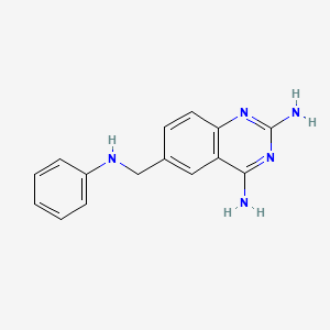 molecular formula C15H15N5 B3062471 6-(Anilinomethyl)quinazoline-2,4-diamine CAS No. 27133-39-7
